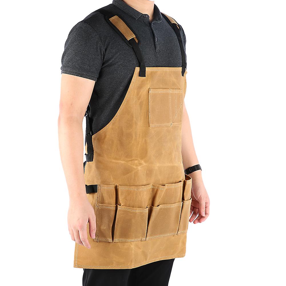 Wet Wax Canvas Apron Thickened Waterproof And Oil Proof Tools Apron Garden Jean Apron(barbecue Picnic Apron )