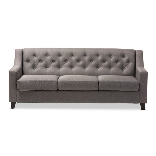 Arcadia Modern And Contemporary Fabric Upholstered Button Tufted Living Room 3 Seater Sofa Baxton Studio