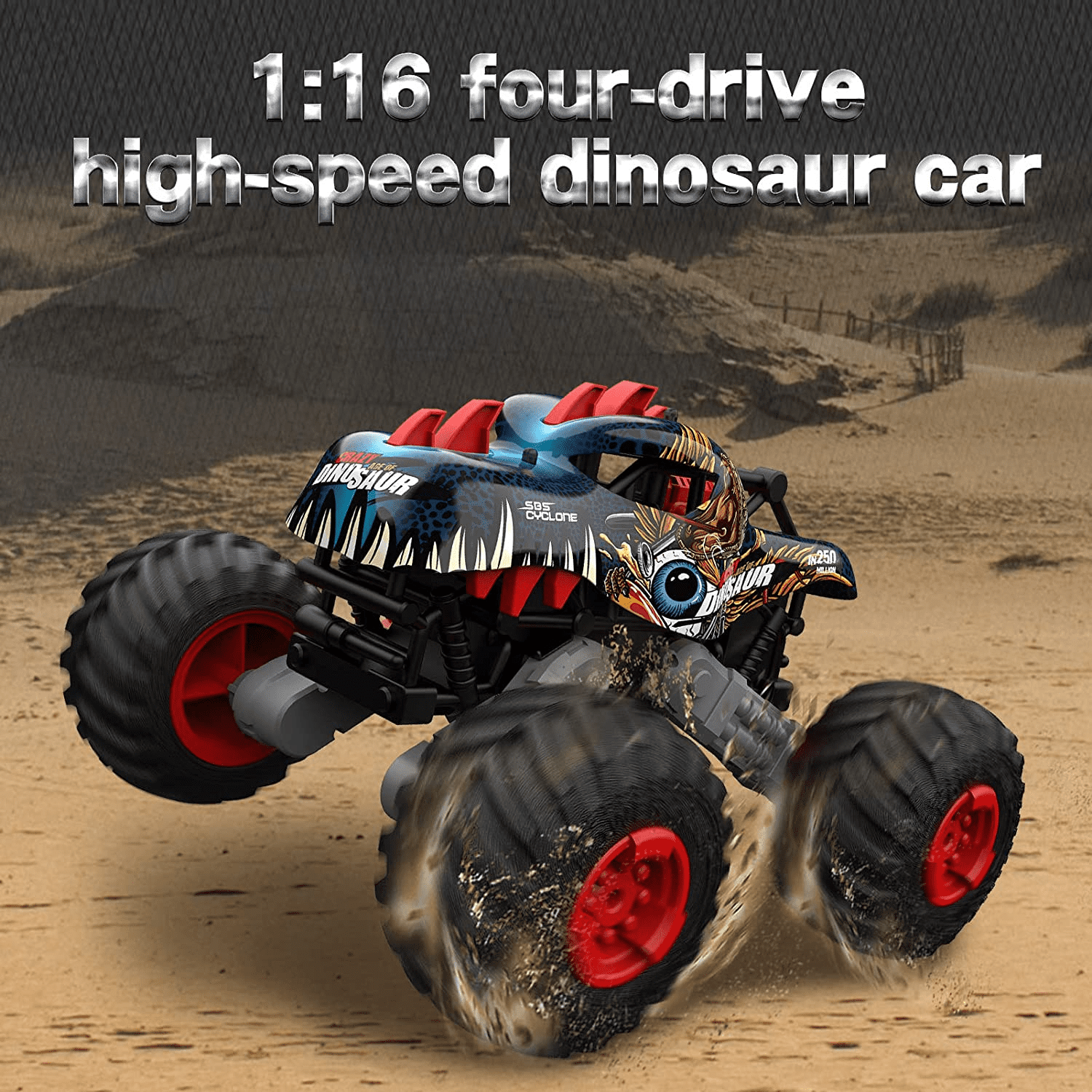 Remote Control Monster Truck Toys for Boys 3-6 Years RC Dinosaur Cars 1:16 Off Road 20+MPH 4WD Car Birthday Christmas Gifts