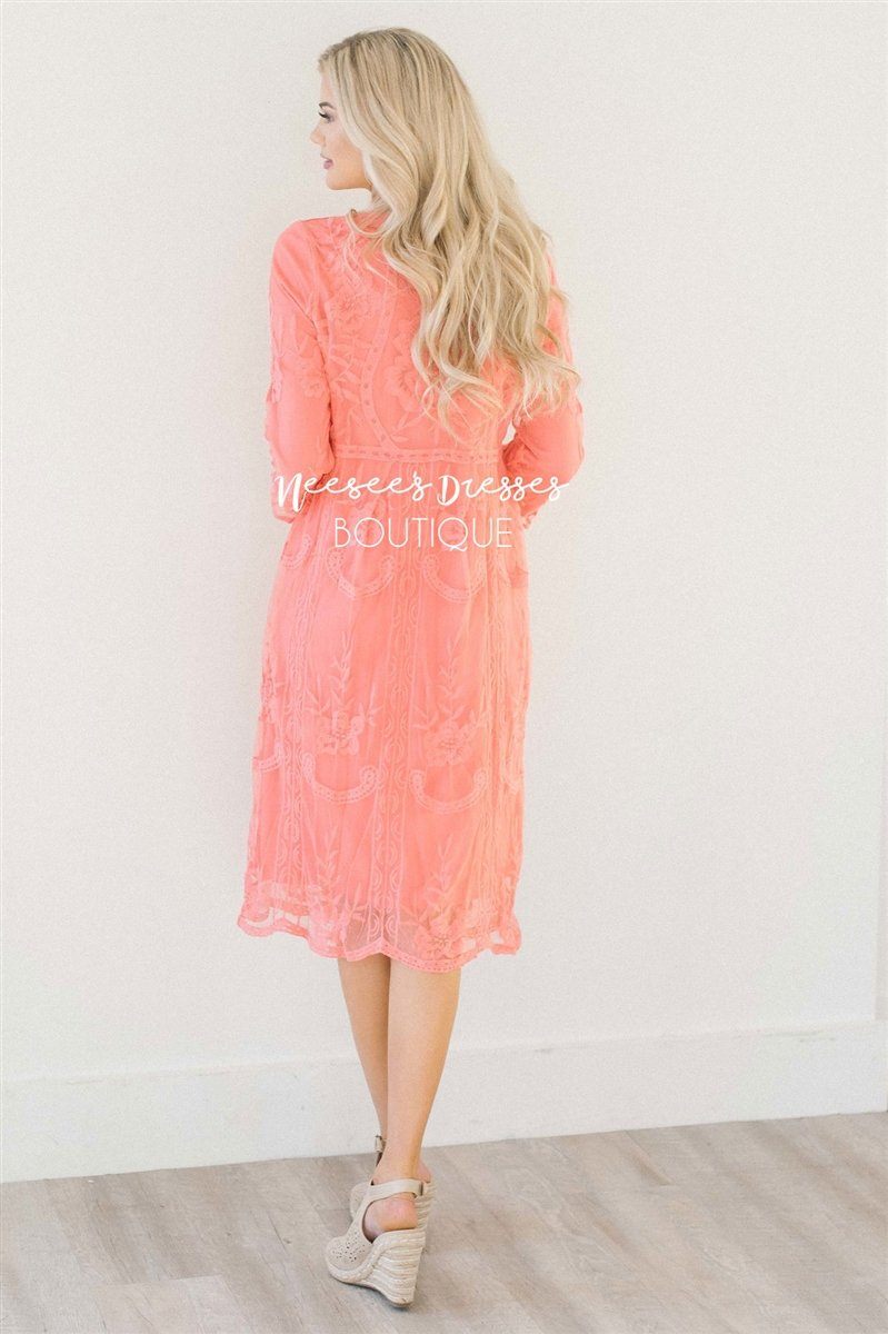 Day Dreamer Lace Dress in Coral