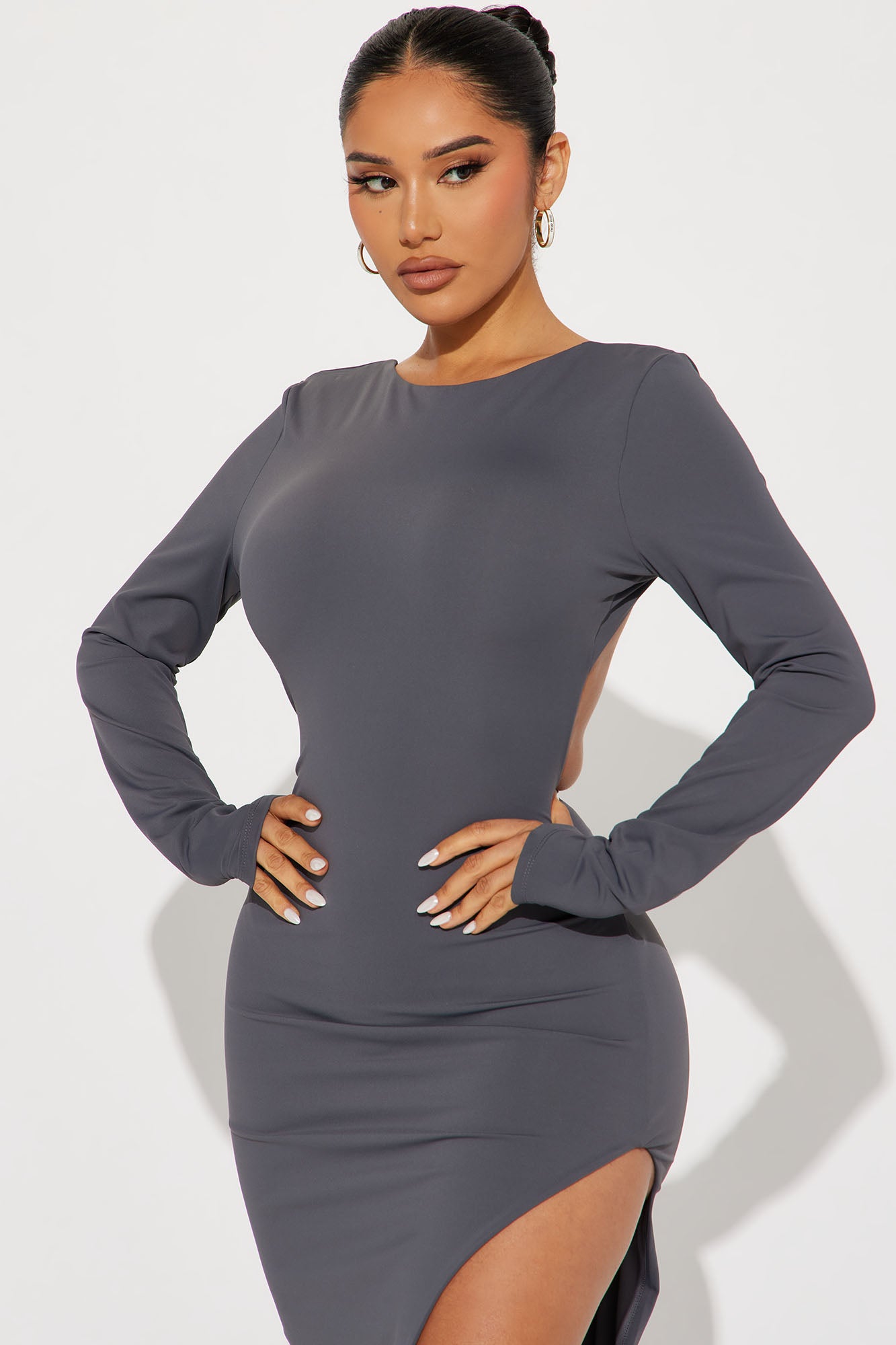 Becky Backless Midi Dress - Grey