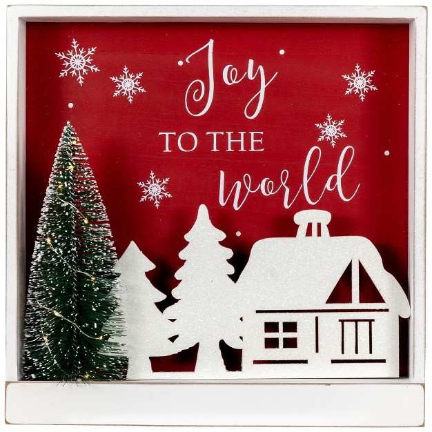 Lighted Joy To The World Wooden Christmas Wall Decoration