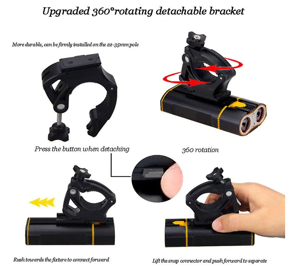 Bike Lights， Rechargeable Cycling Lights and Reflectors， Running 8+ Hours， 1000 Lumen， Super Bright Cycle Lights， And Rechargeable Rear Light with 4 Modes Fits All Bicycles Mountain Bike(Black)