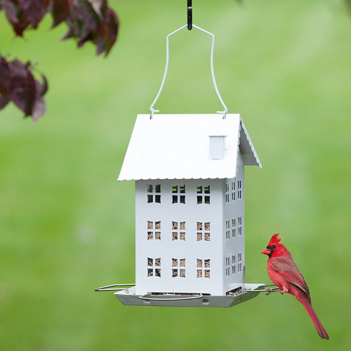 Woodstream White Farmhouse Bird Feeder