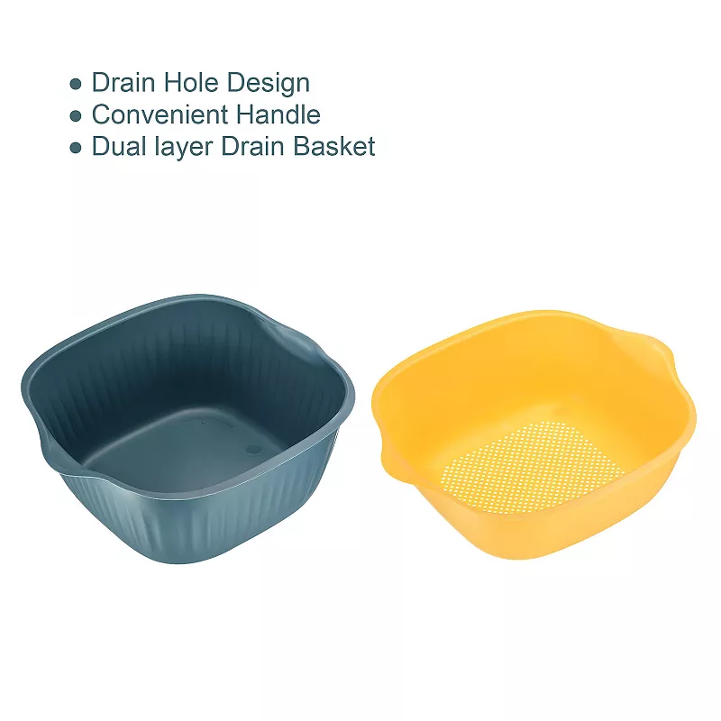 Kitchen Colander Bowl Set 2PCS， Plastic Pasta Drainer Basket For Fruit