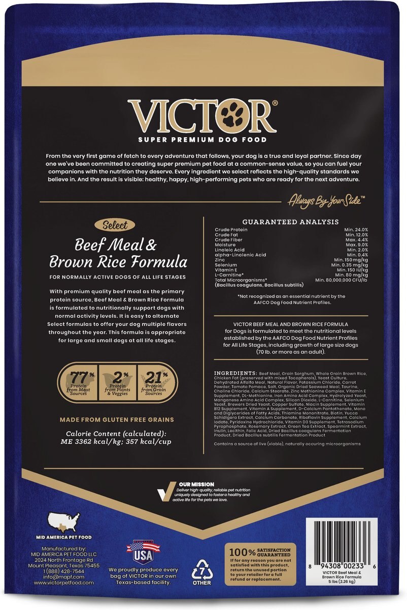 VICTOR Select Beef Meal and Brown Rice Dry Dog Food