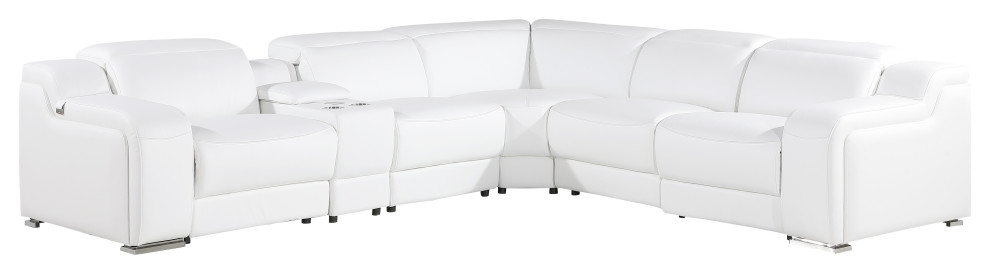 Marco 6 Piece  3 Power Reclining Italian Leather Sectional   Modern   Sectional Sofas   by Luxuriant Furniture  Houzz