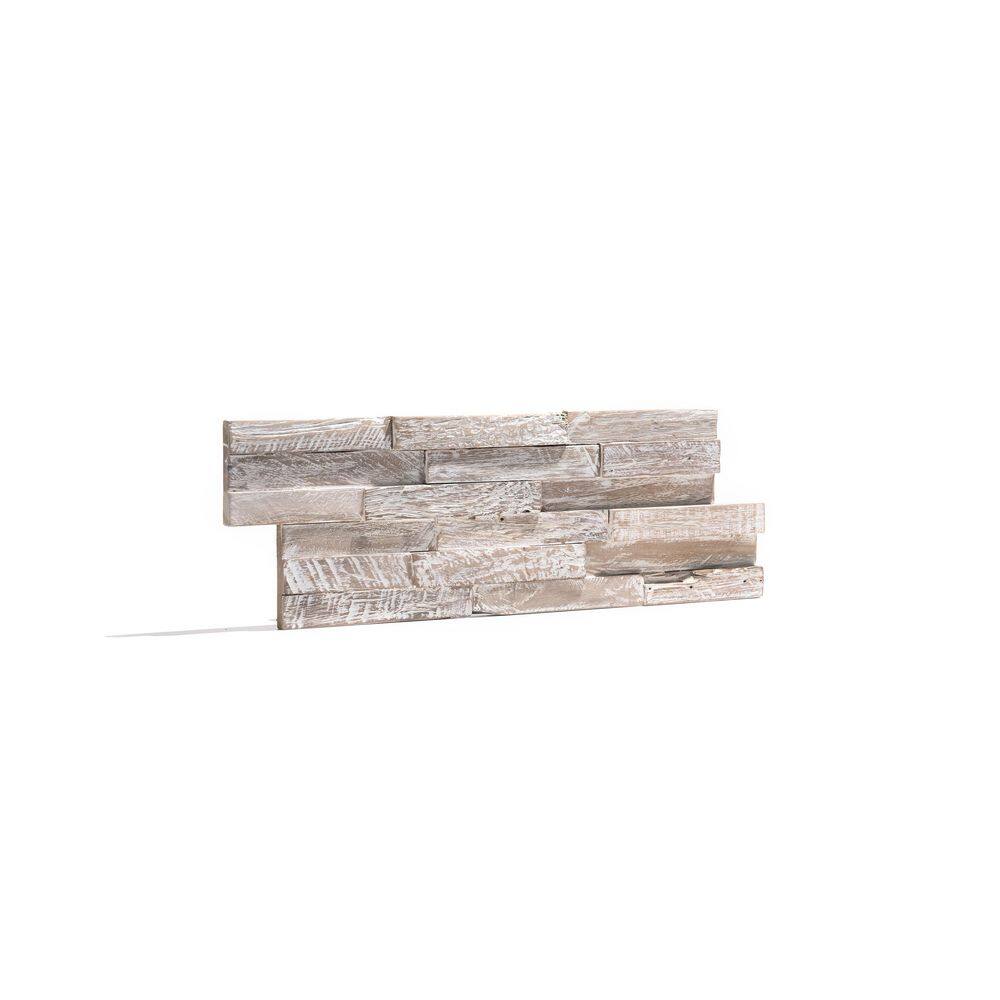 WALL!SUPPLY 0.79 in. x 7.09 in. x 19.49 in. UltraWood Teak White Wash Jointless Z-shape Interlocking (10-Pack) 22760112