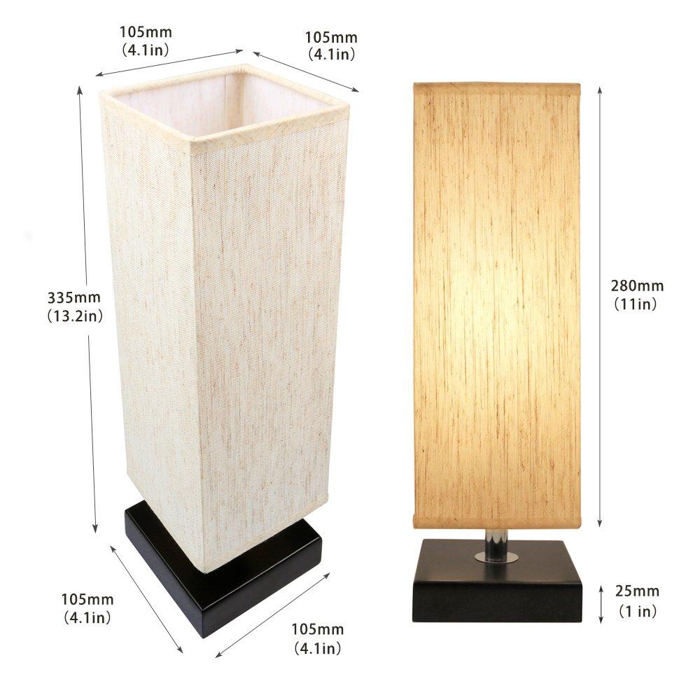 Bedside Table Lamp, Aooshine Minimalist Solid Wood Table Lamp Bedside Desk Lamp with Square Flaxen Fabric Shade for Bedroom, Dresser, Living Room, Kids Room, College Dorm, Coffee Table, Bookcase