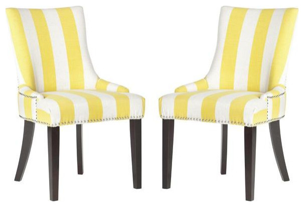 De De 19  x27 x27h Awning Stripes Dining Chair Silver Nail Heads Yellow   Modern   Dining Chairs   by Virgil Stanis Design  Houzz