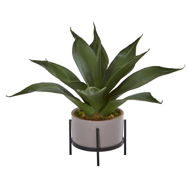 X 9 quot Artificial Agave Succulent In Decorative Planter Nearly Natural