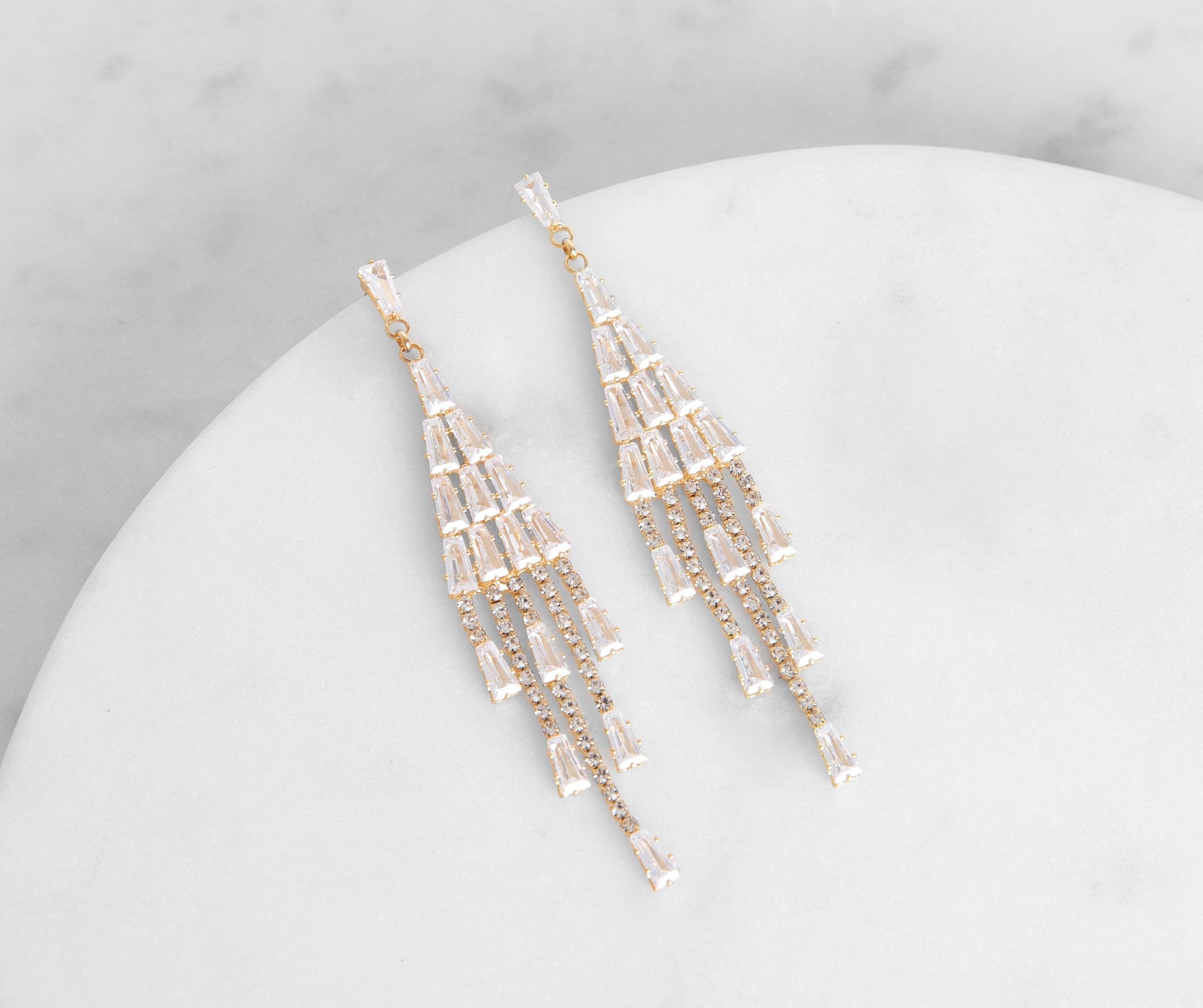 Darling Doll Baguette Chandelier Earrings