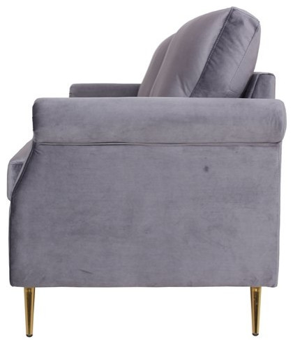 Home Square 2 Piece Velvet Living Room Sofa Set in Gray   Midcentury   Sofas   by Homesquare  Houzz