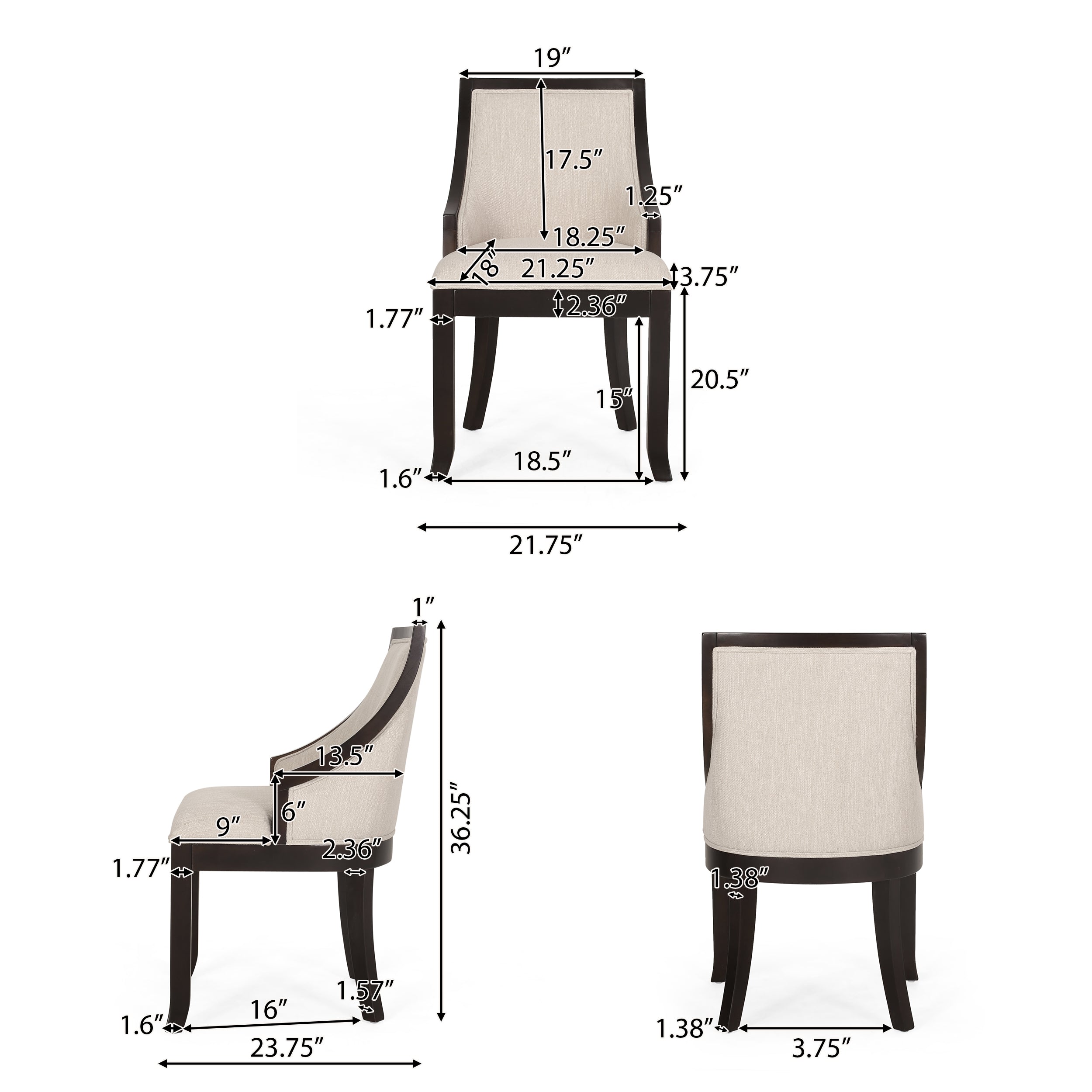 Monita Contemporary Upholstered Birch Wood Dining Chairs, Set of 2