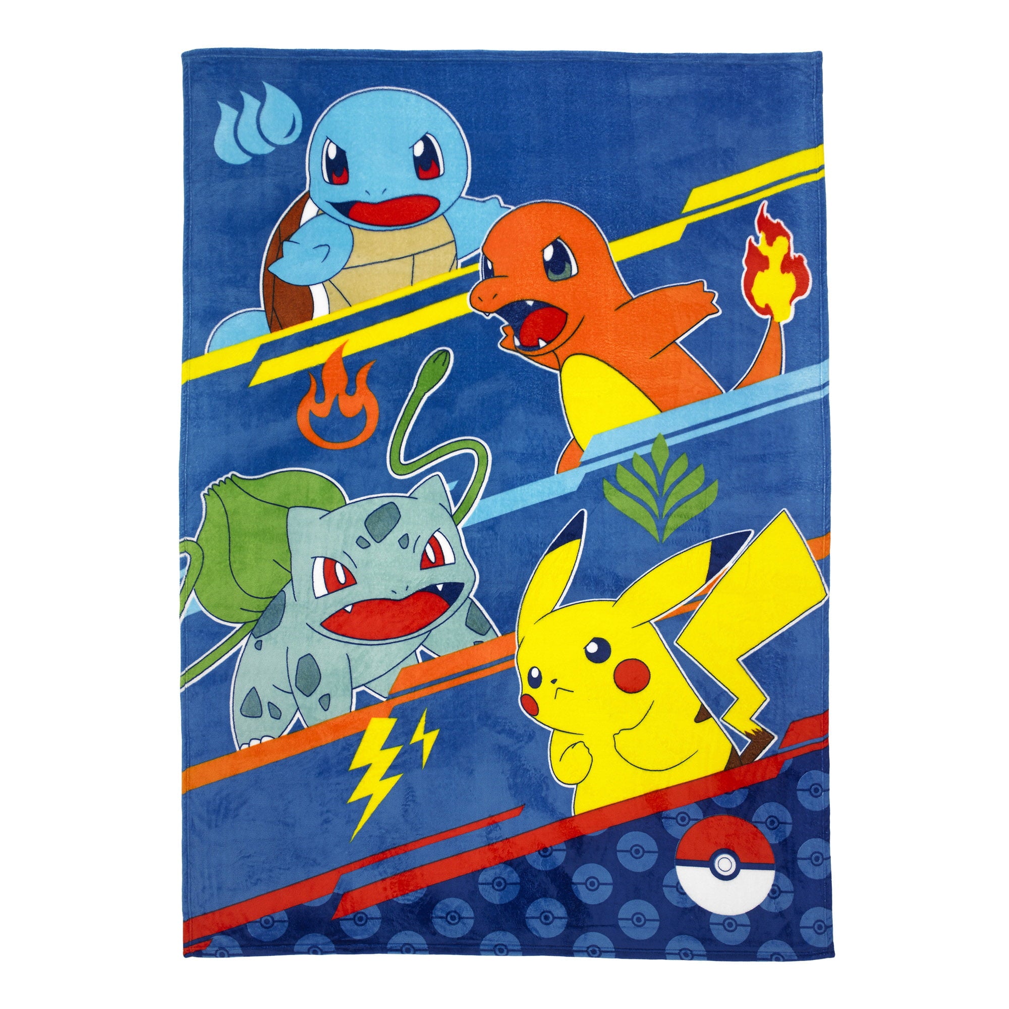 Pokemon Kids Plush Twin/Full Blanket， 62 x 90 ， Blue