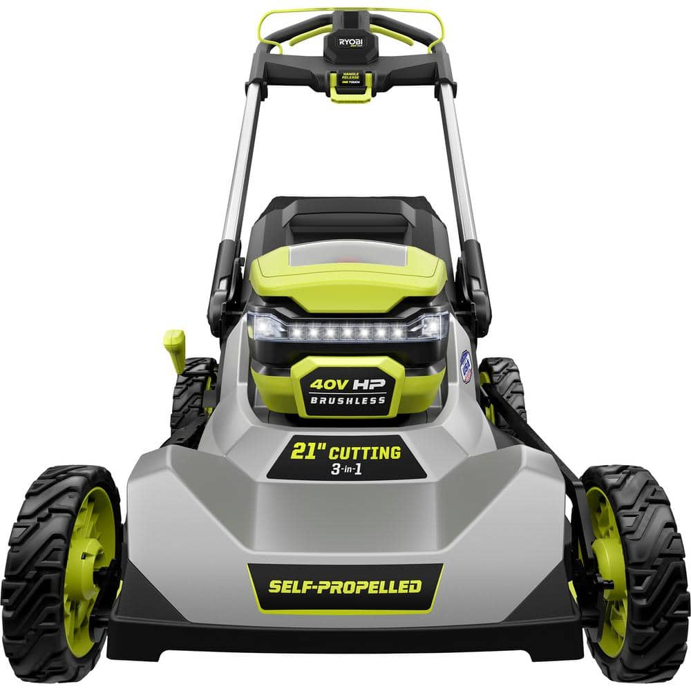 RYOBI 40V HP Brushless 21 in. Cordless Walk Behind Self-Propelled Lawn Mower & Trimmer - (3) Batteries/(2) Rapid Chargers RY401140-4X