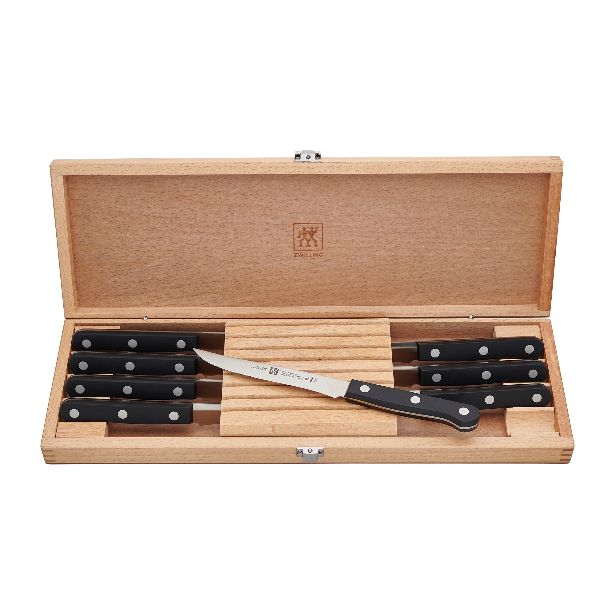 ZWILLING TWIN Gourmet Classic 8-pc Steak Knife Set with Wood Case - Stainless Steel