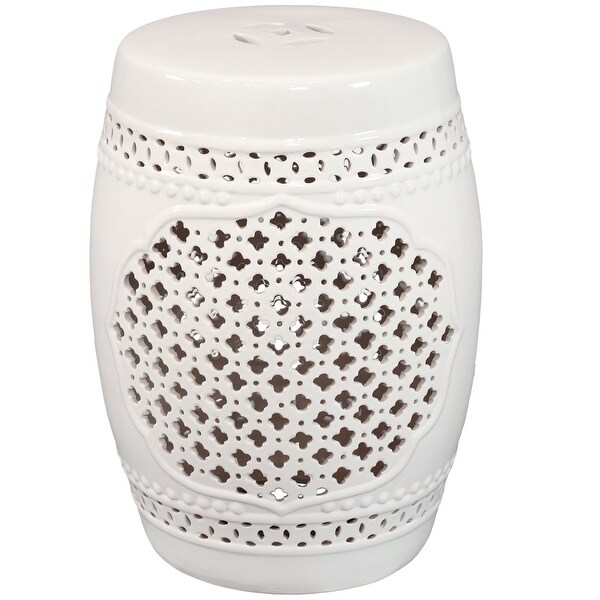 Sunnydaze Marrakesh Lattice Ceramic Decorative Garden Stool