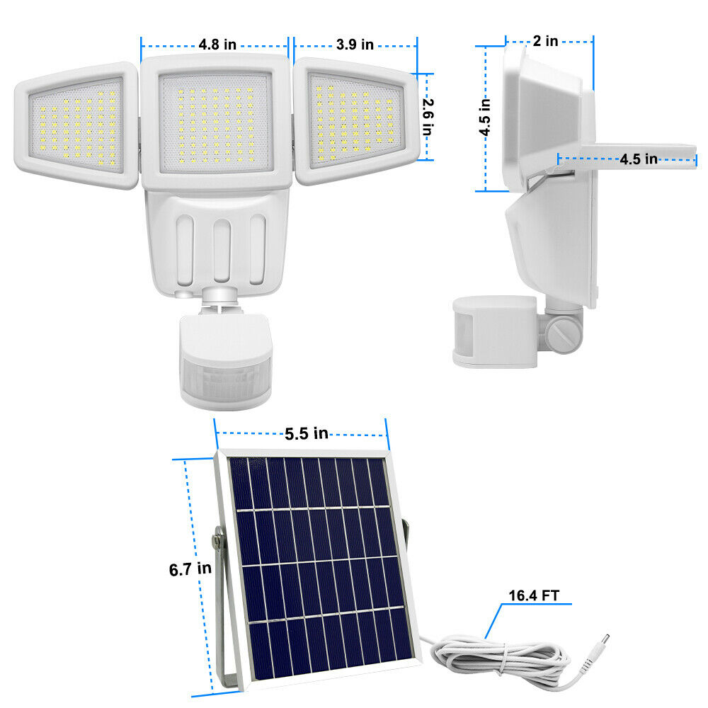 Costech Waterproof 182 LED Solar Light， Triple Head Ultra-Bright Garden Yard Outdoor Motion Sensor Activated Lamp