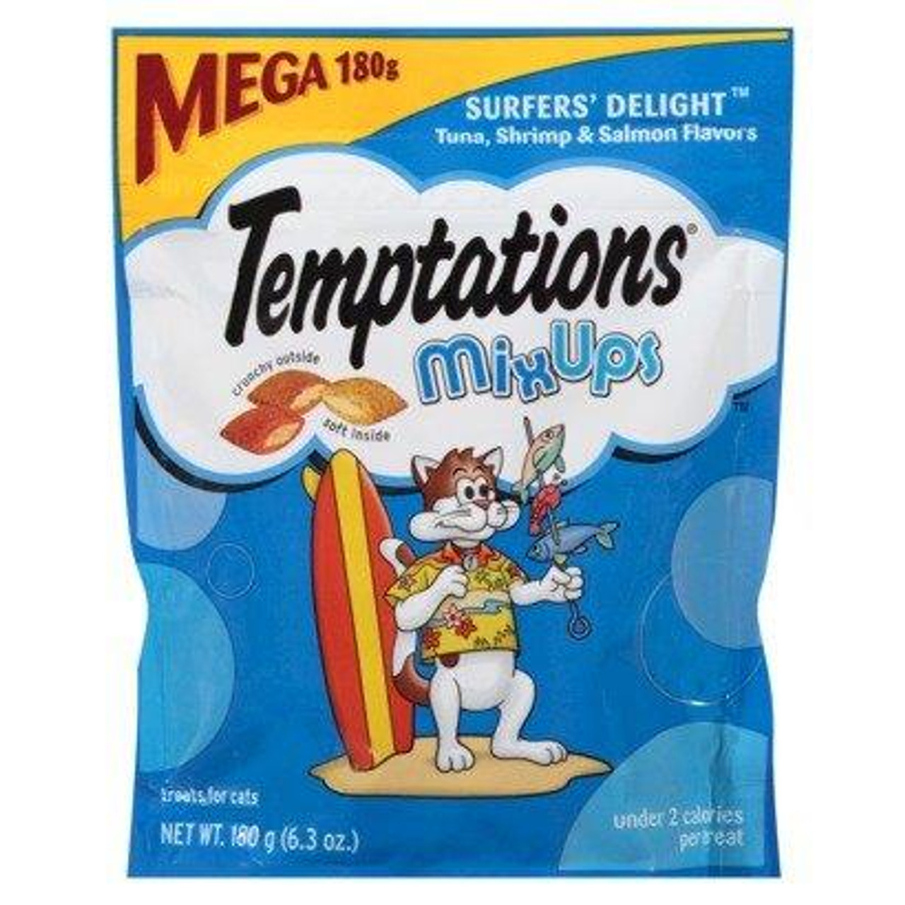 Temptations MixUps Surfer's Delight Crunchy and Soft Cat Treats， Mega 6.3 Oz.