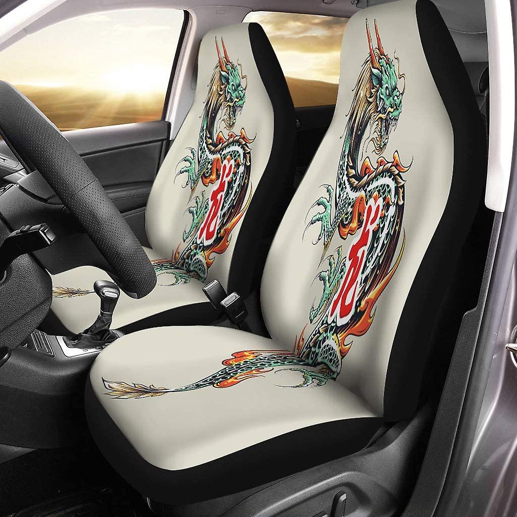 Set Of 2 Car Seat Covers Color Dragon Universal Auto Front Seats Protector Fits For Car，suv Sedan，truck D---46858