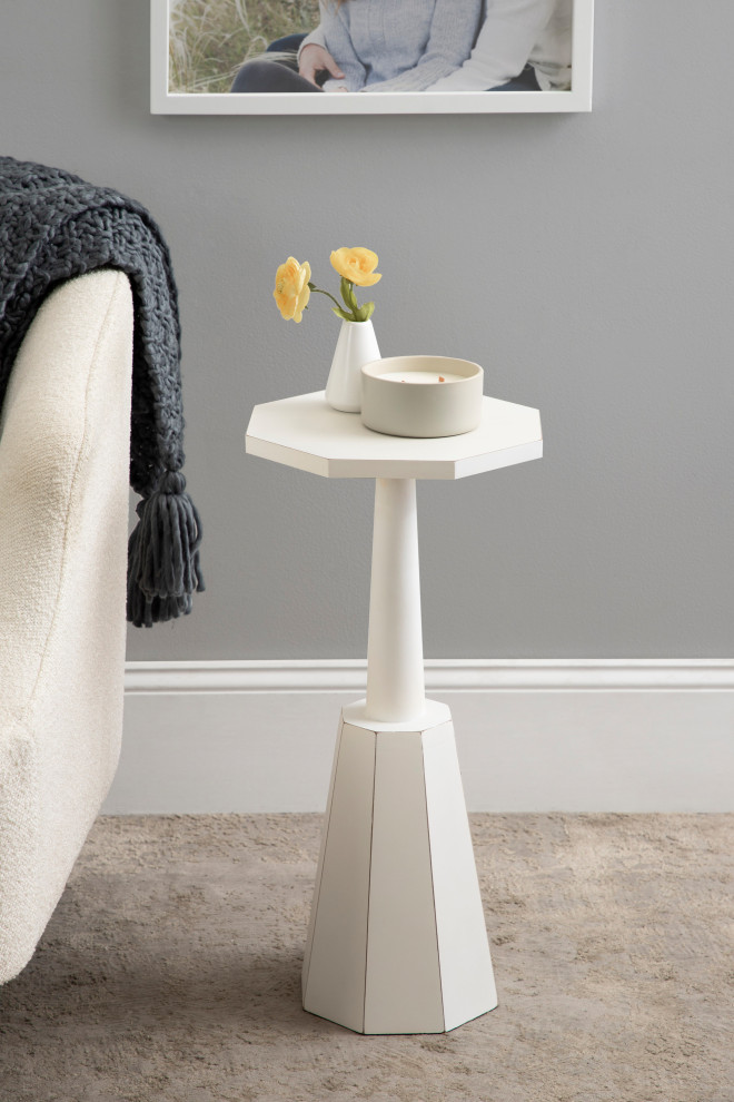 Octavia Accent Table  White  11x11x24   Transitional   Side Tables And End Tables   by Uniek Inc.  Houzz