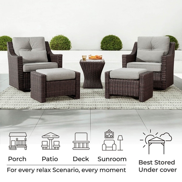 Murphy Outdoor Wicker Patio Furniture Swivel Glider Chair