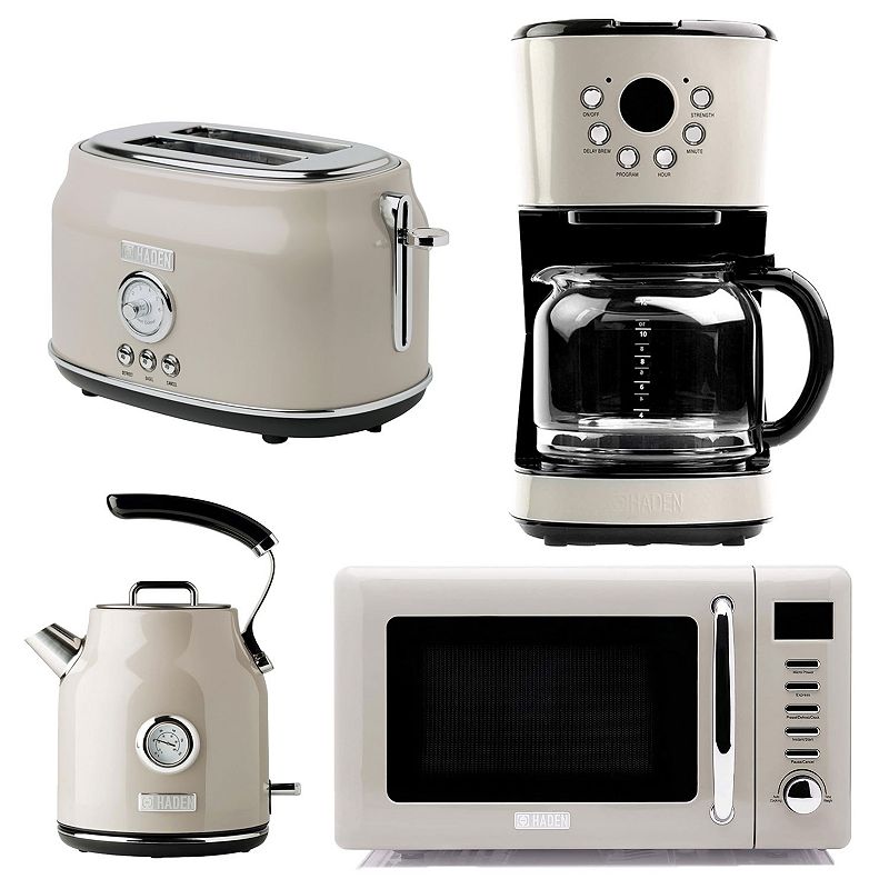 Haden Dorset Toaster and Kettle， Coffee Maker， and Cotswold Microwave， Putty Beige