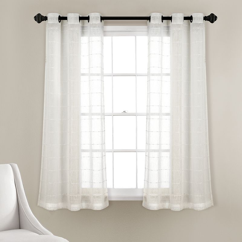 Lush Decor Farmhouse Textured Grommet Sheer Window Curtain Set