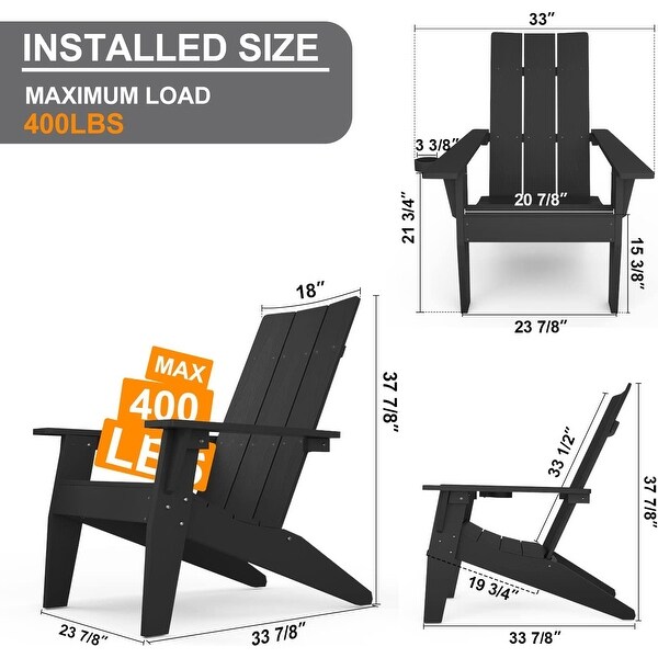 WINSOON 2Piece All Weather HIPS Outdoor Adirondack Chair with CupHolder and Ottoman