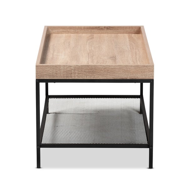 Overton Modern Industrial Oak Brown Finished Wood/ Metal Coffee Table