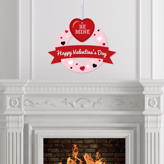 Big Dot Of Happiness Conversation Hearts Outdoor Valentine x27 s Day Party Decor Front Door Wreath