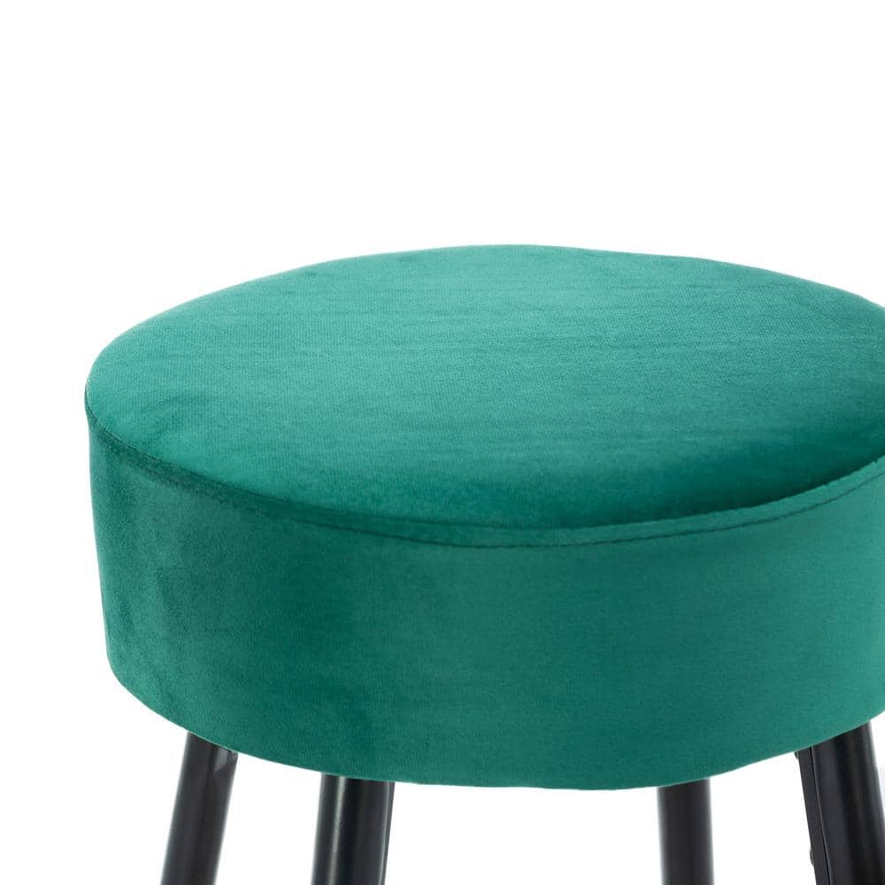 Tidoin 30.11 in. Green Metal Frame Low Back Bar Stool with Velvet Seat OFC-YDW6-774