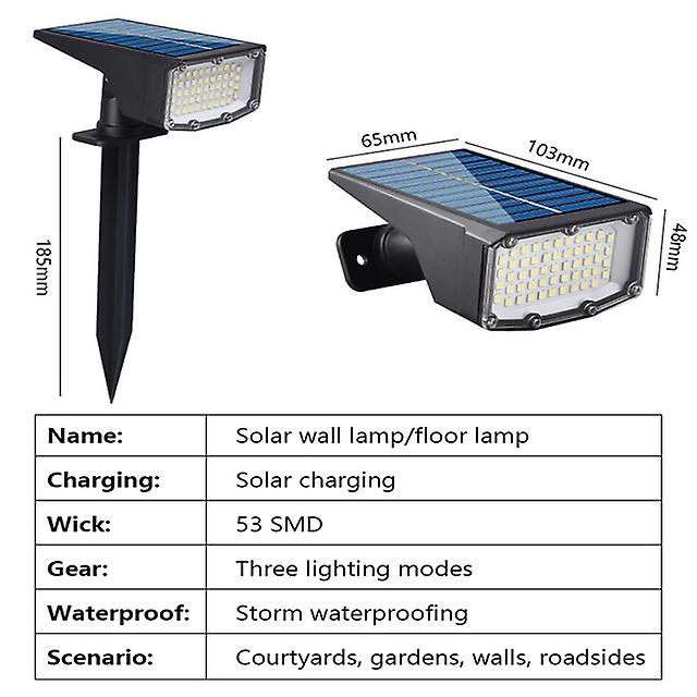 2pcs Solar Powered 53led Lamp Adjustable Solar Spotlight In-ground Ip65 Waterproof Landscape Wall Light Outdoor Lighting