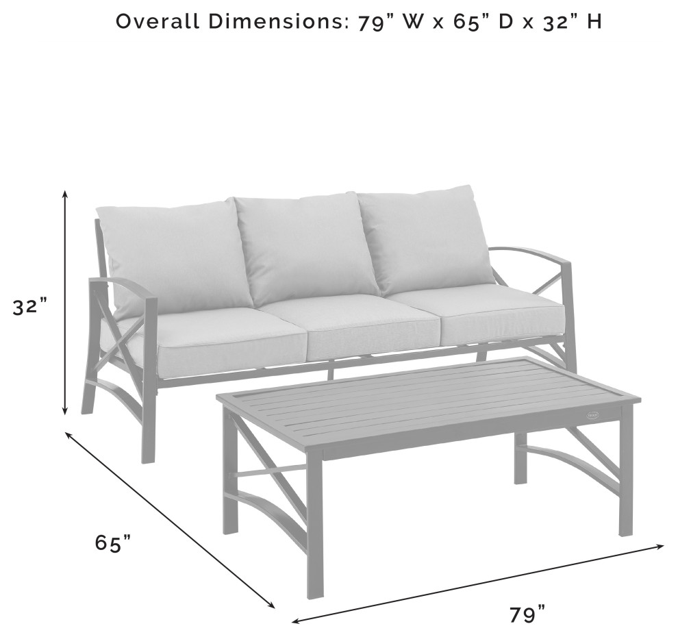 Kaplan 2 Piece Outdoor Sofa Set  Sofa and Coffee Table   Contemporary   Outdoor Lounge Sets   by Crosley  Houzz