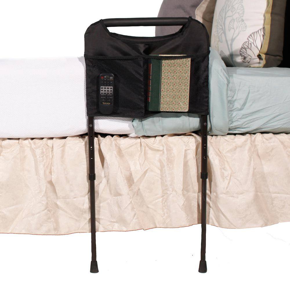 Able Life 17 in. Sturdy Bed Rail with Adjustable Support Legs and Organizer Pouch in Brown 8600