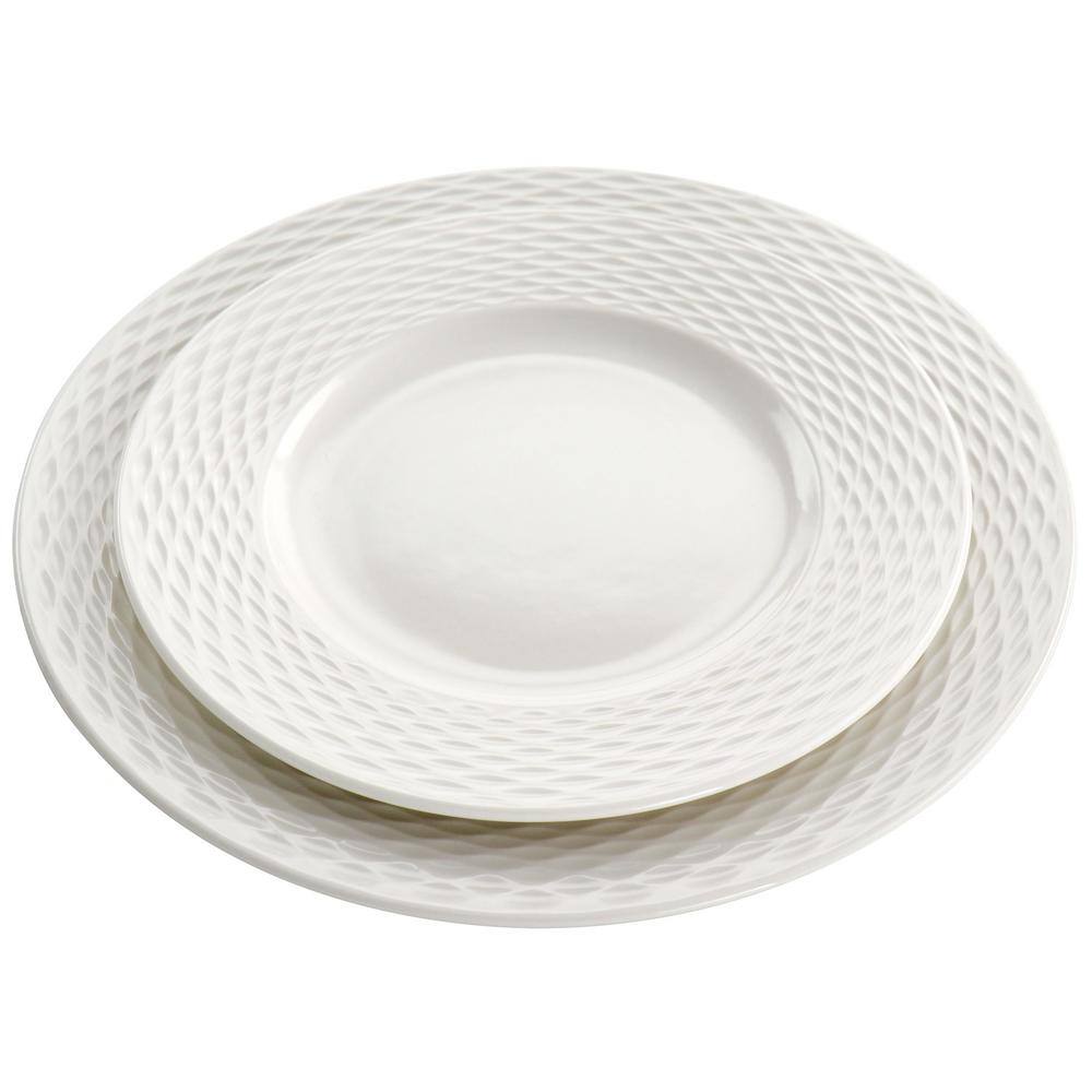 MARTHA STEWART 16 Piece In White Textured Dinnerware Set Fine Ceramic 985119215M