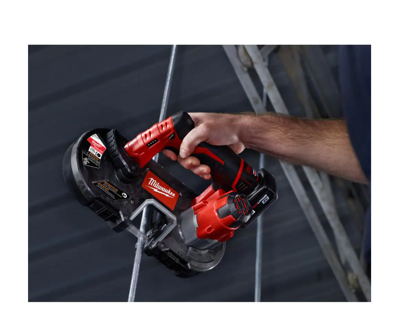 Milwaukee 2429-20-2457-20-48-11-2460 M12 12V Lithium-Ion Cordless Sub-Compact Band Saw with M12 3/8 in. Ratchet and 6.0 Ah XC Battery Pack