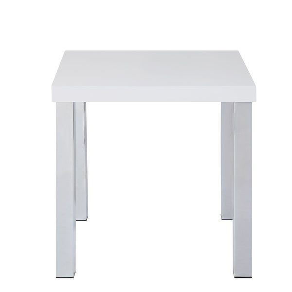 Coffee Table End Table Living Room Table in White High Gloss and Chrome