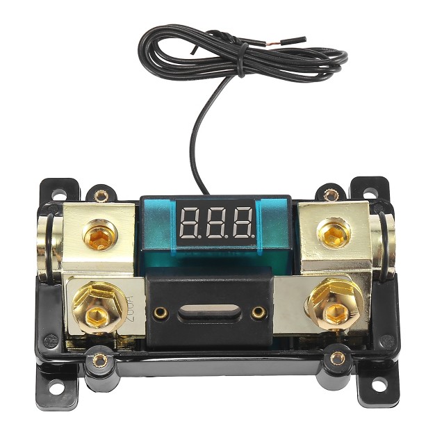 Unique Bargains Car Audio Led Voltage Display Inline Anl Fuse Holder 0 2 4 Awg Gauge Black Gold Tone