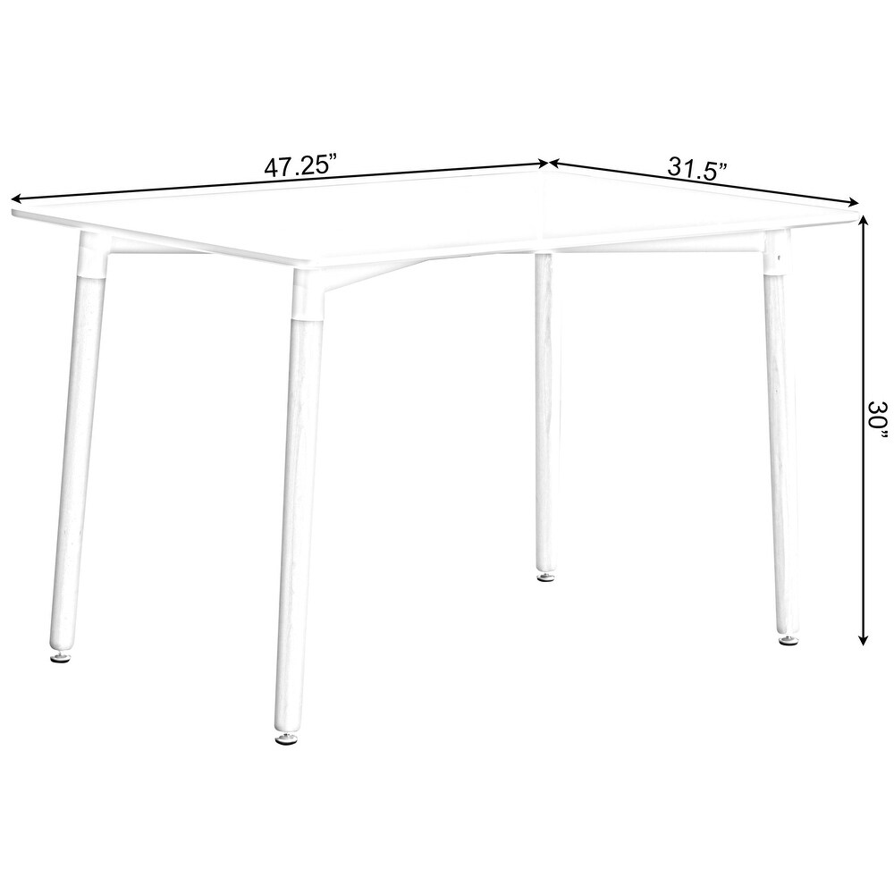 4 Ft. Dining Table with White Tabletop and Solid Beech Wood Legs