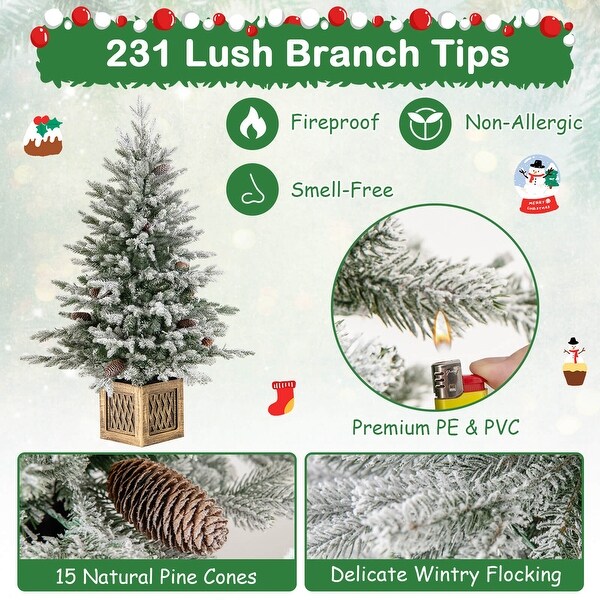 Costway 1 PCS 4 FT Artificial Xmas Tree Flocked Christmas Tree with