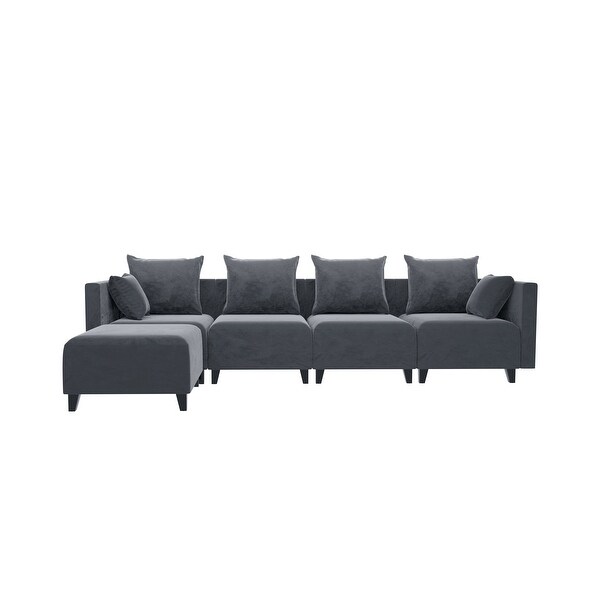 Wrapped In Luxe Velvet， Sectional Sofa Samll L Shape Modular Couch With 6 Pillows For Living Room Durable