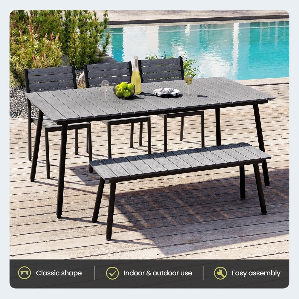 Outdoor Dining Furniture Rectangular Dining Table for 8 or 6 with Umbrella Hole