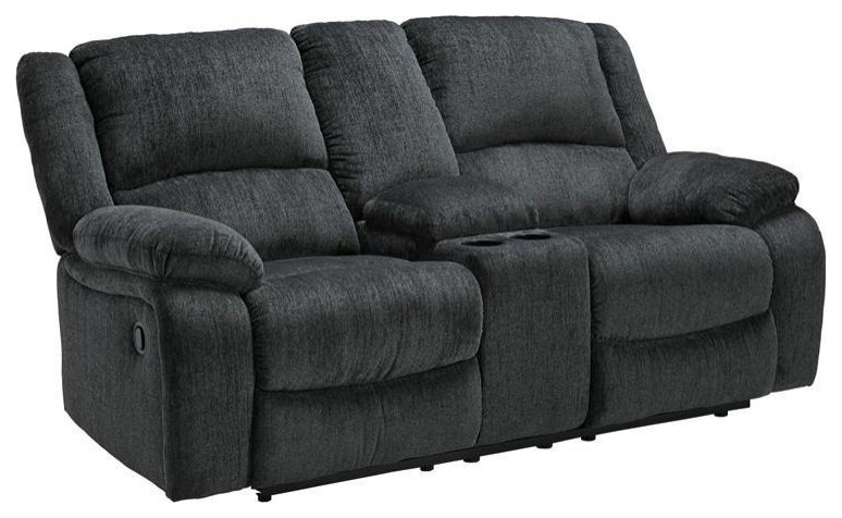 Signature Design by Ashley Draycoll Power Reclining Loveseat in Slate   Transitional   Loveseats   by Homesquare  Houzz