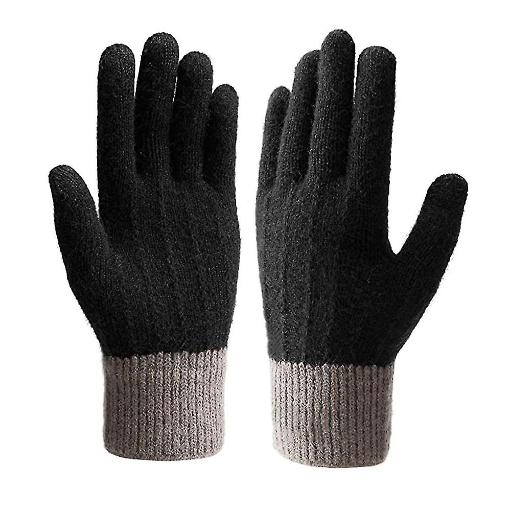 Winter Gloves Compatible With Women， Warm Knit Touch Screen Texting Anti-slip Thermal Gloves With Wool Lining