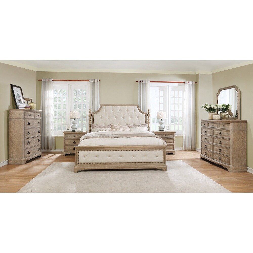 Roundhill Furniture Piraeus 296 6 piece Solid Wood Queen Bedroom Set