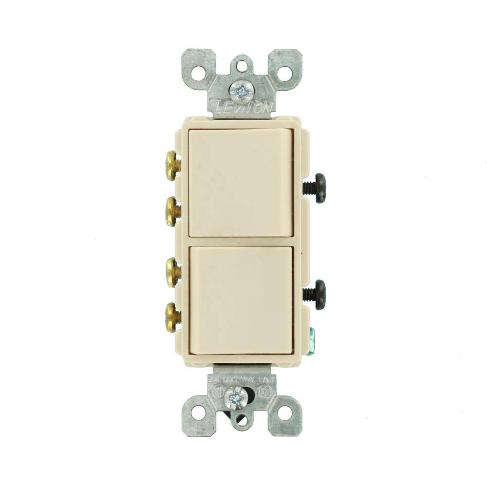 Leviton 20 Amp Decora Commercial Grade Combination Two 3-Way Rocker Switches Light Almond 5640-T