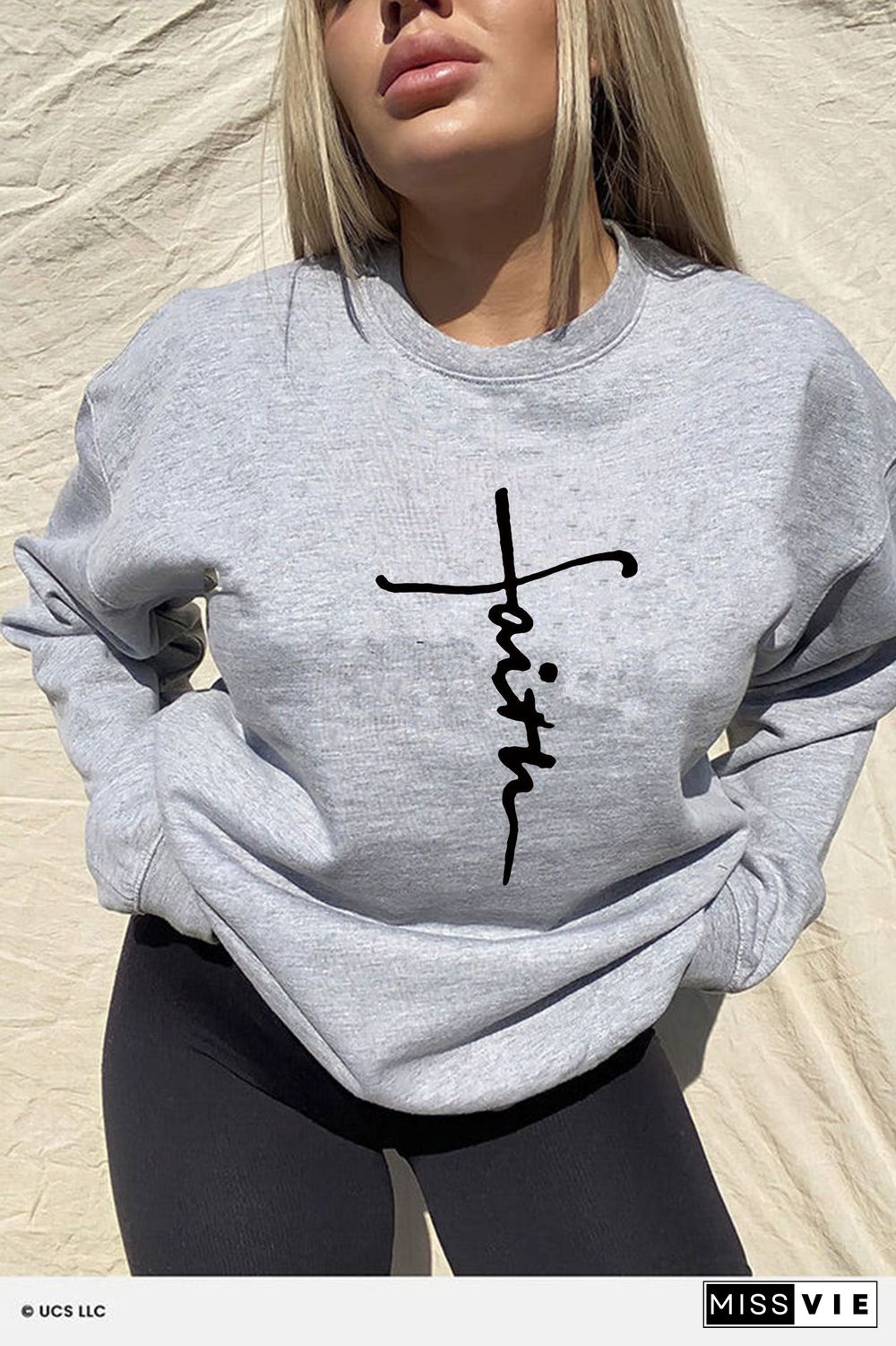 Letter Print Long Sleeve Crew Neck Casual Sweatshirt