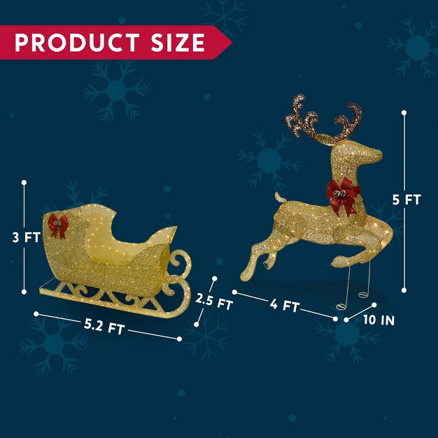 Joiedomi Christmas Reindeer And Sleigh Outdoor Yard Lights 2 Pcs Xmas Deer Yard Lights Decor For Yard Garden Lawn